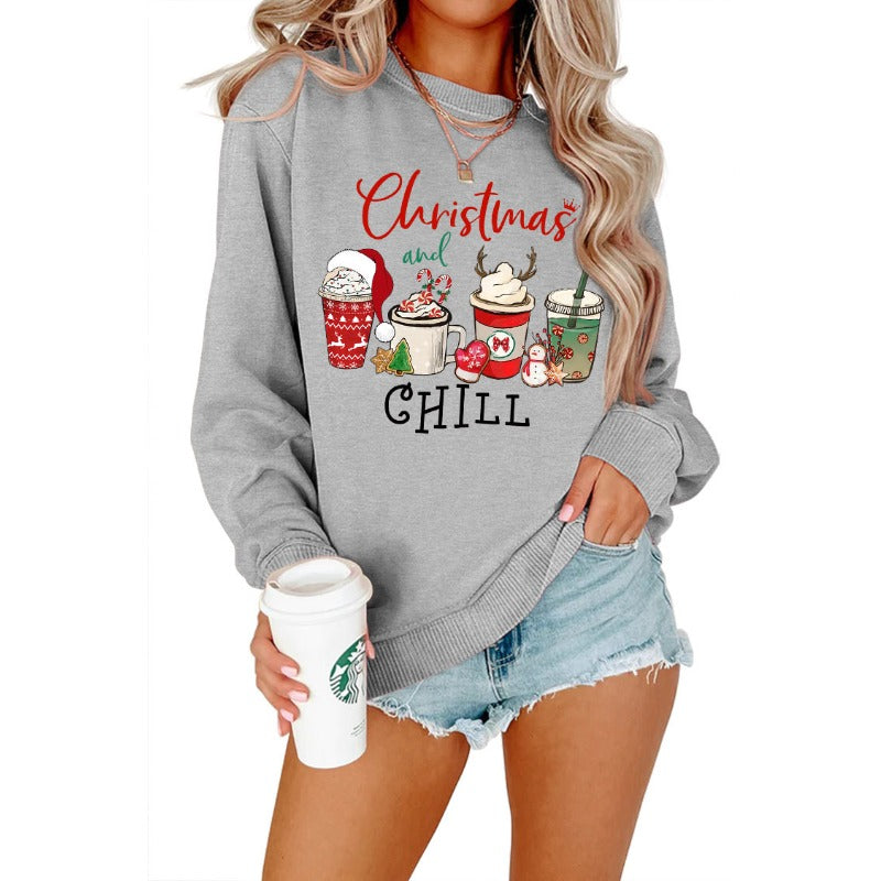 Wholesale Christmas Cotton Printed Women's Sports Sweaters